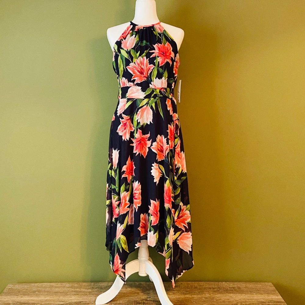 Eliza J floral long dress/hi-low  hemline 8 NWT